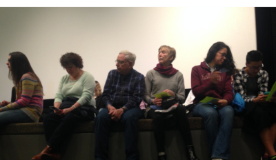 Overflow seating led to attendees sitting on stage at VA Festival of the Book event. Photography by Tucker Poe