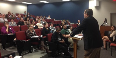 Bob Gibson speaks at PAC. Photography by Elise Hansen
