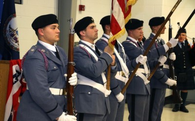 The Fork Union Color Guard presenting the flags.  Photography courtesy of PVCC Marketing and Media Relations 