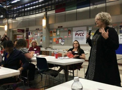 Assistant Professor of Political Science Connie Jorgensen offered opening remarks at the second  annual Civic Leadership Conference   Photography courtesy of PVCC Office of Marketing &Media Relations 