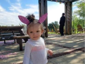Zaylie Reaves in her pink bunny ears for the hunt.