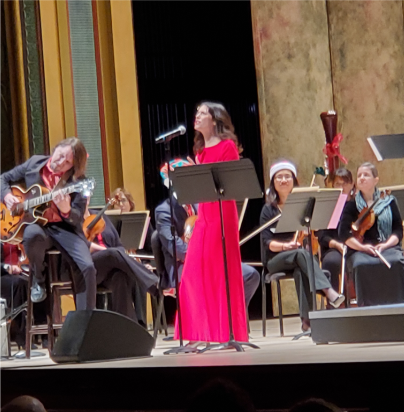 Natalie Prass with her producer and violinists from the Richmond Symphony