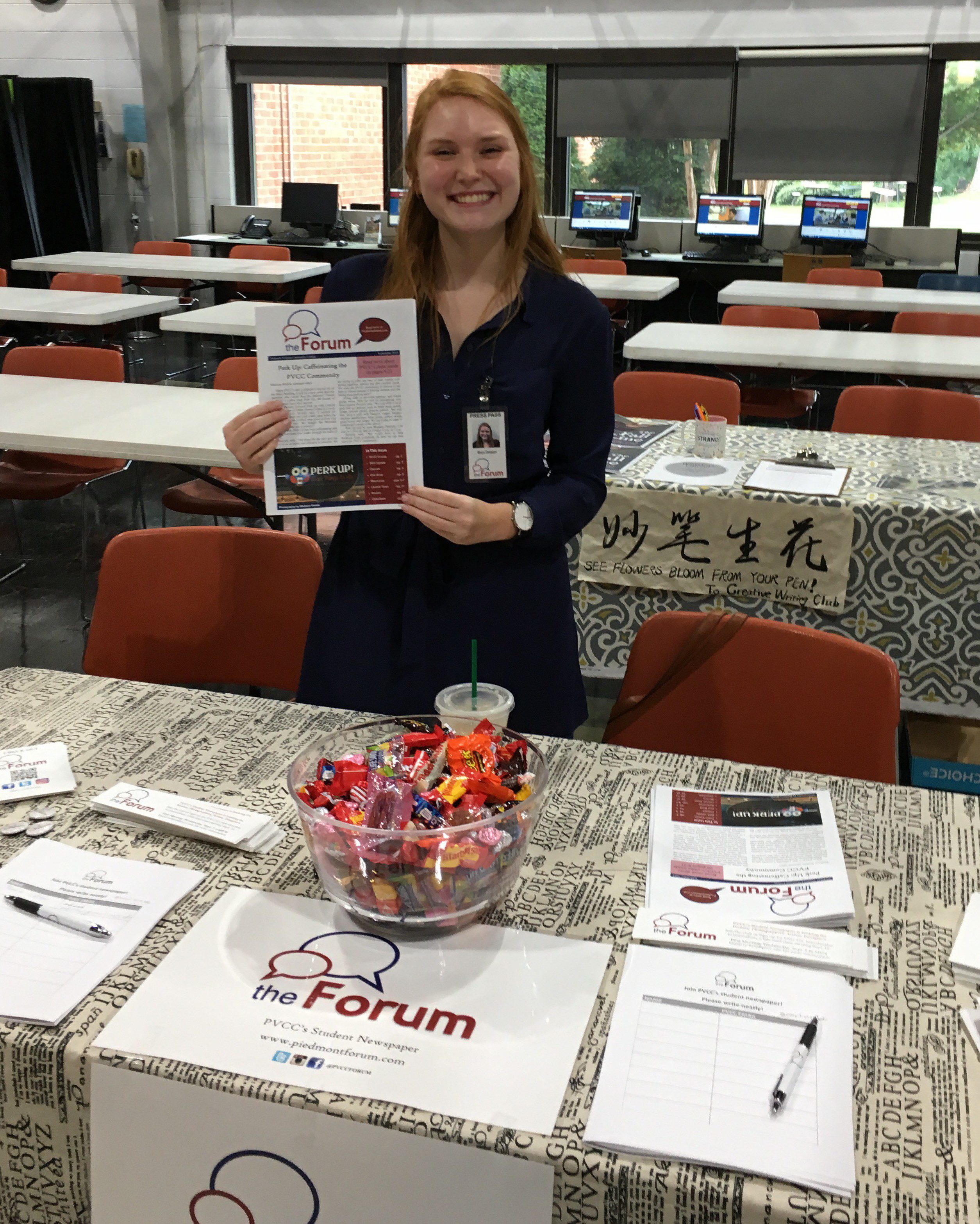 Bryn Dotson Poses at Aug 2018 Club day with the latest issue of The Forum