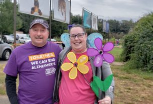 Deadra Miller and Frank Friedman pose together after C-Ville's annual Alzheimer's walk.