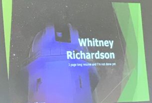 a screen shows an astronomy building and a quotation from the article