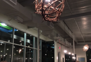 a picture of a lighting fixture inside of Brazos Tacos