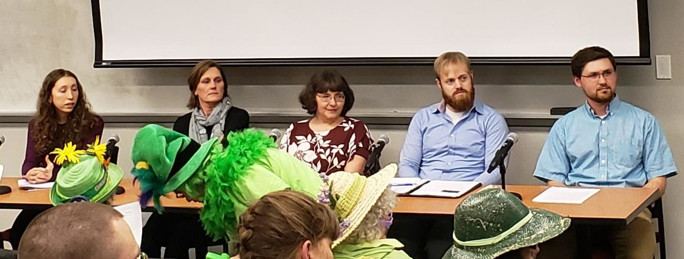 Jennifer Scott, Lisa Glassco, Sean Farber, and Amory Fischer taking questions after everyone had given their speeches.