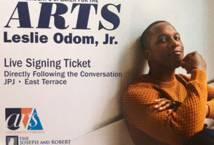 a flyer from Leslie Odom Jr.'s speech at UVA's JPJ on Jan. 19