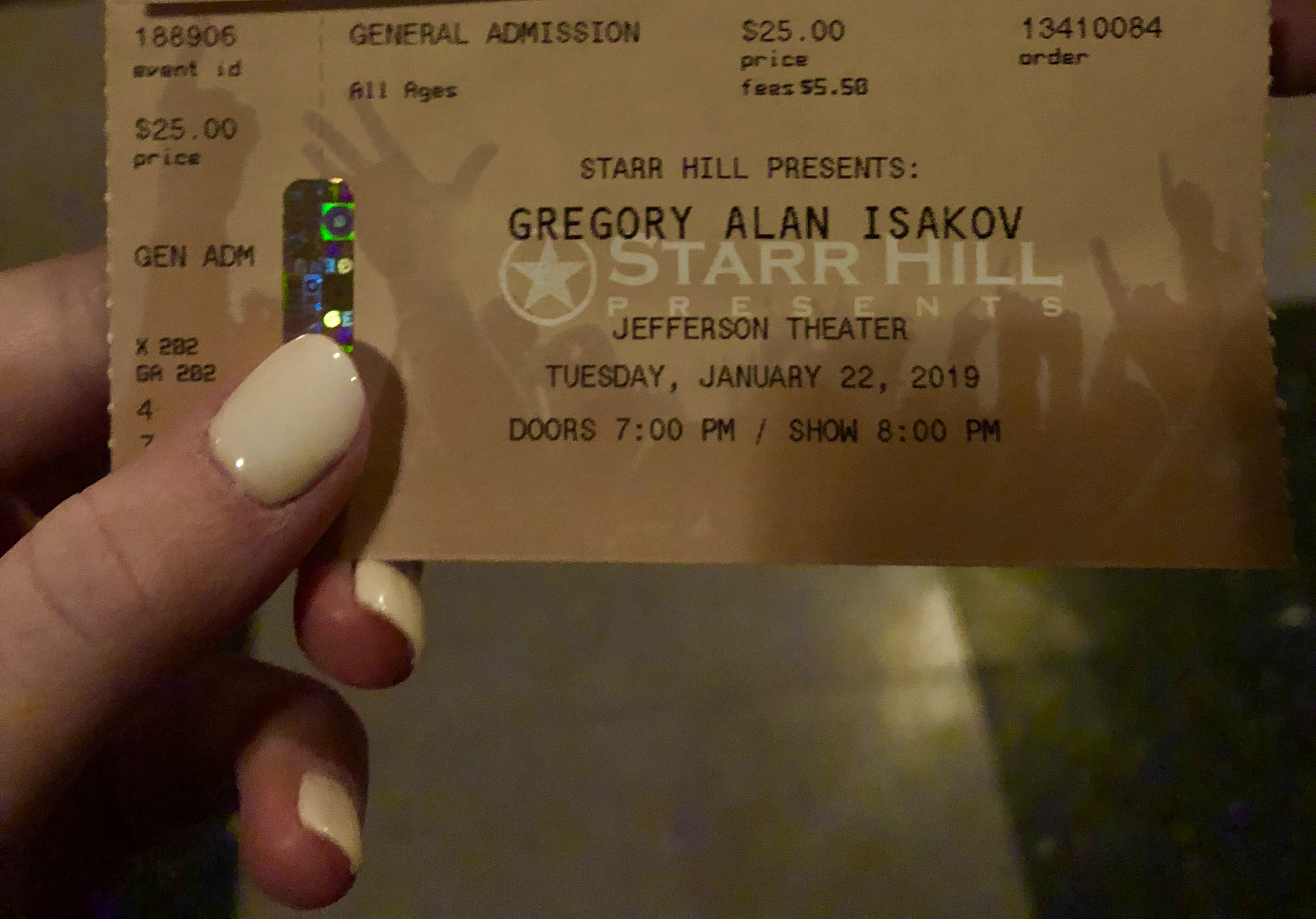 Ticket for the Gregory Alan Isakov Concert