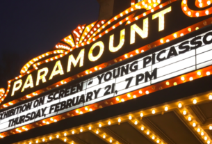 The marquee at the Paramount Theater
