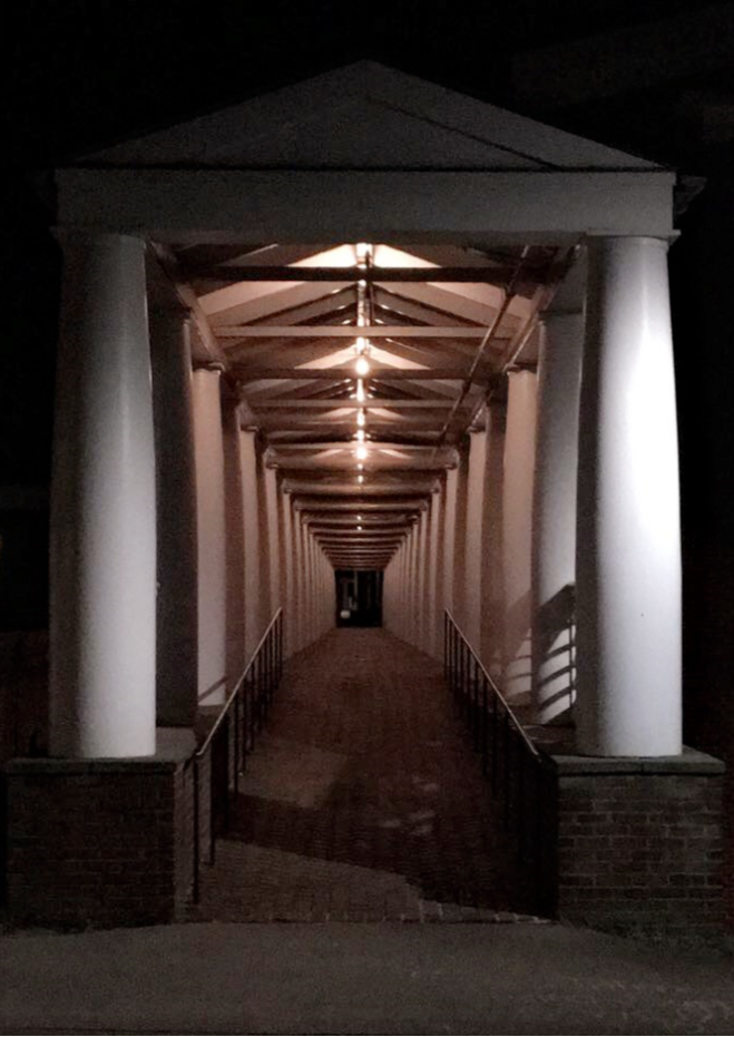 The walkway near the Rotunda at UVA
