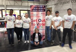 Students with Connie Jorgensen at the Get Out the Vote Party