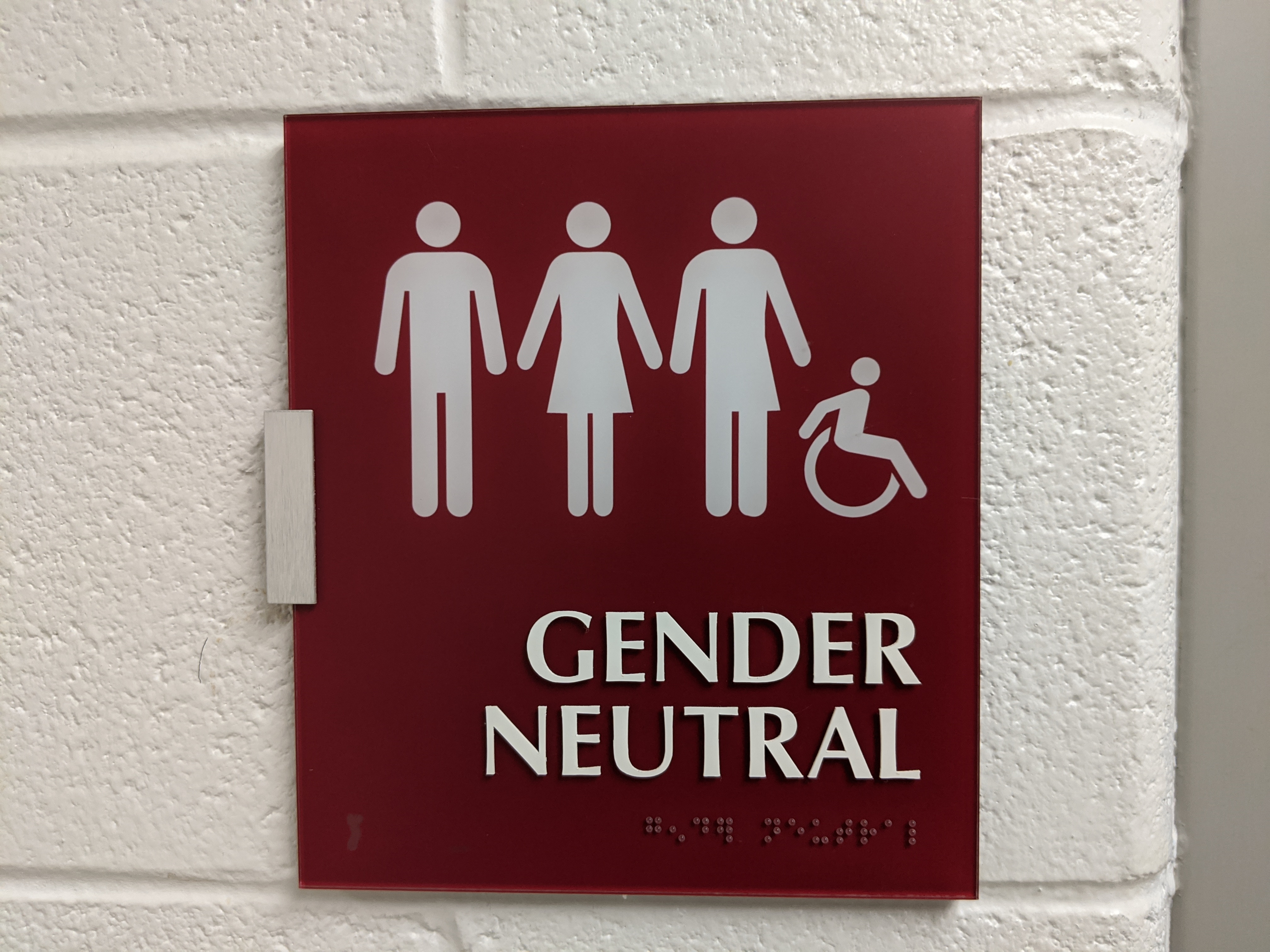 Gender neutral restroom sign at PVCC.