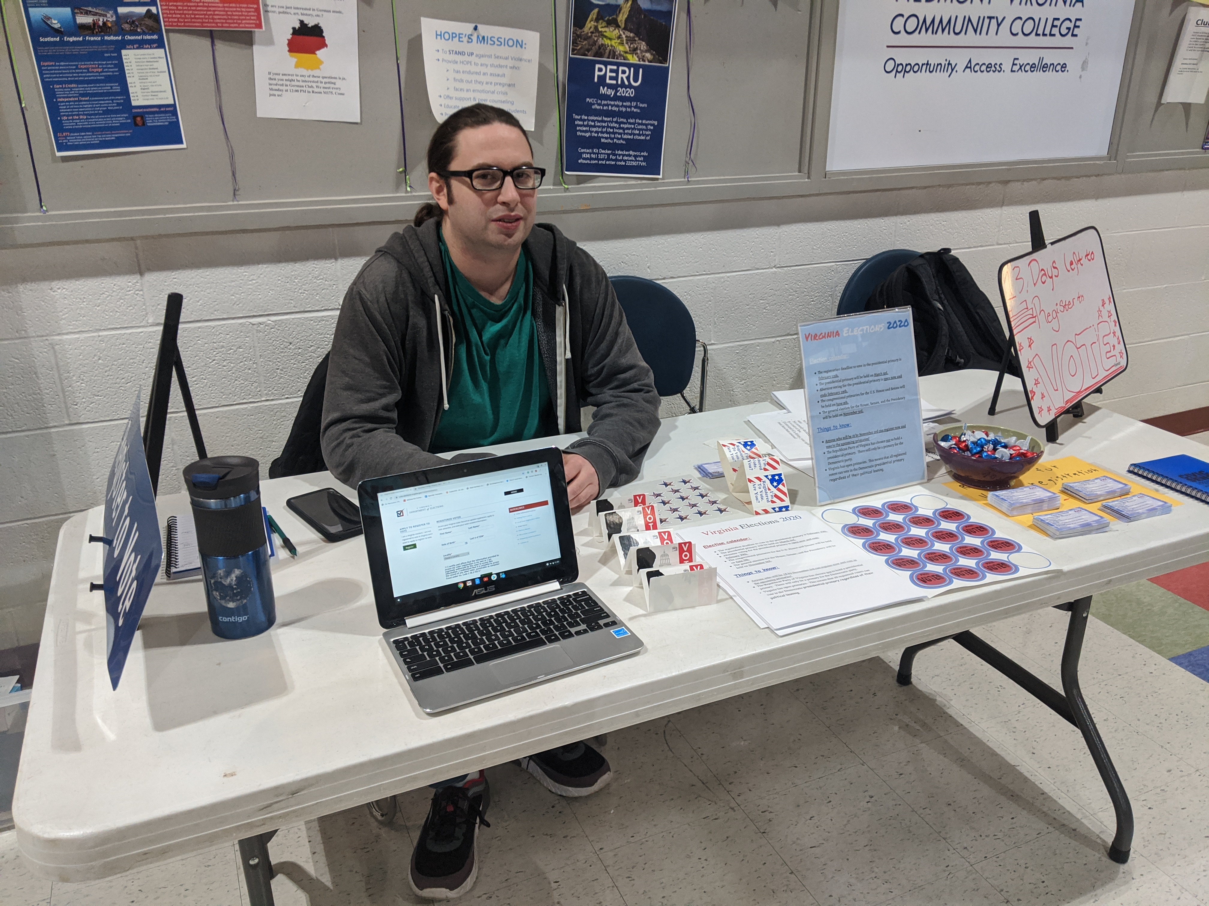 PVCC Student at the Voting Table