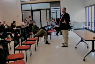 Richard Seweryniak, associate professor of cybersecurity speaking to PVCC students at Cybersecurity Day