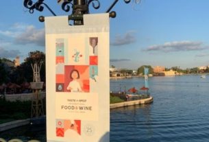 A banner advertising the food and wine festival at Disney World. Photography by Evan Green.
