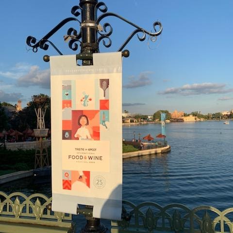 A banner advertising the food and wine festival at Disney World. Photography by Evan Green.