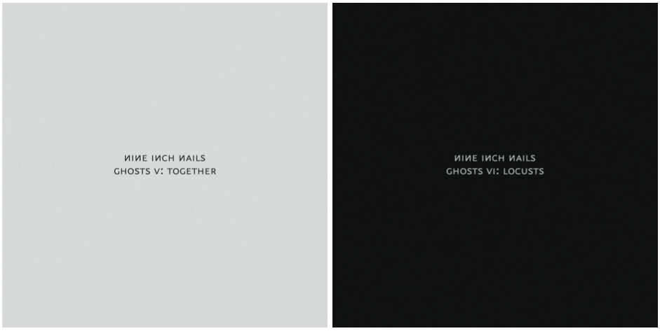 The album covers for Ghosts V and Ghosts VI by Nine Inch Nails.
