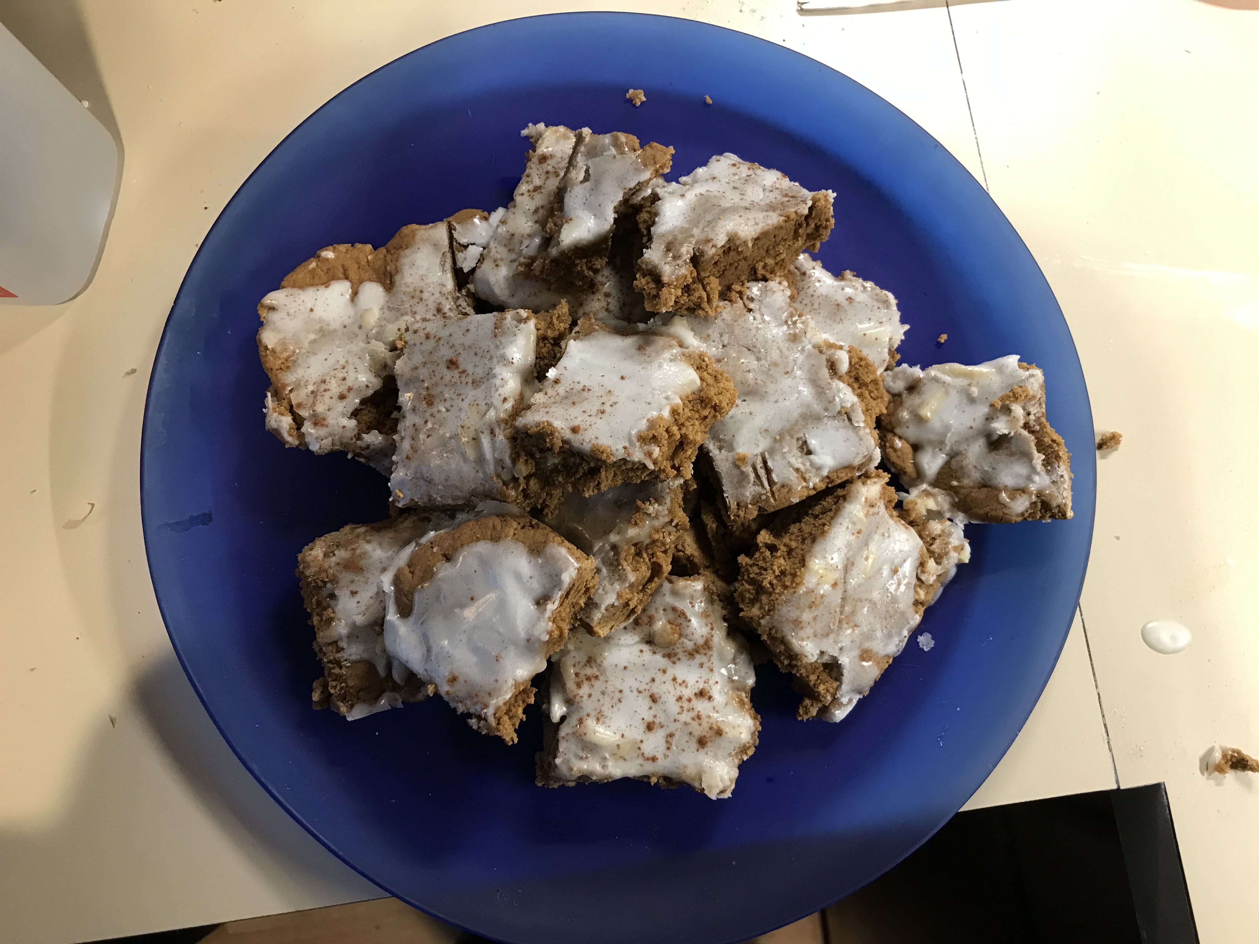 A plate of Lebkuchen, a German dessert topped with a light glaze.