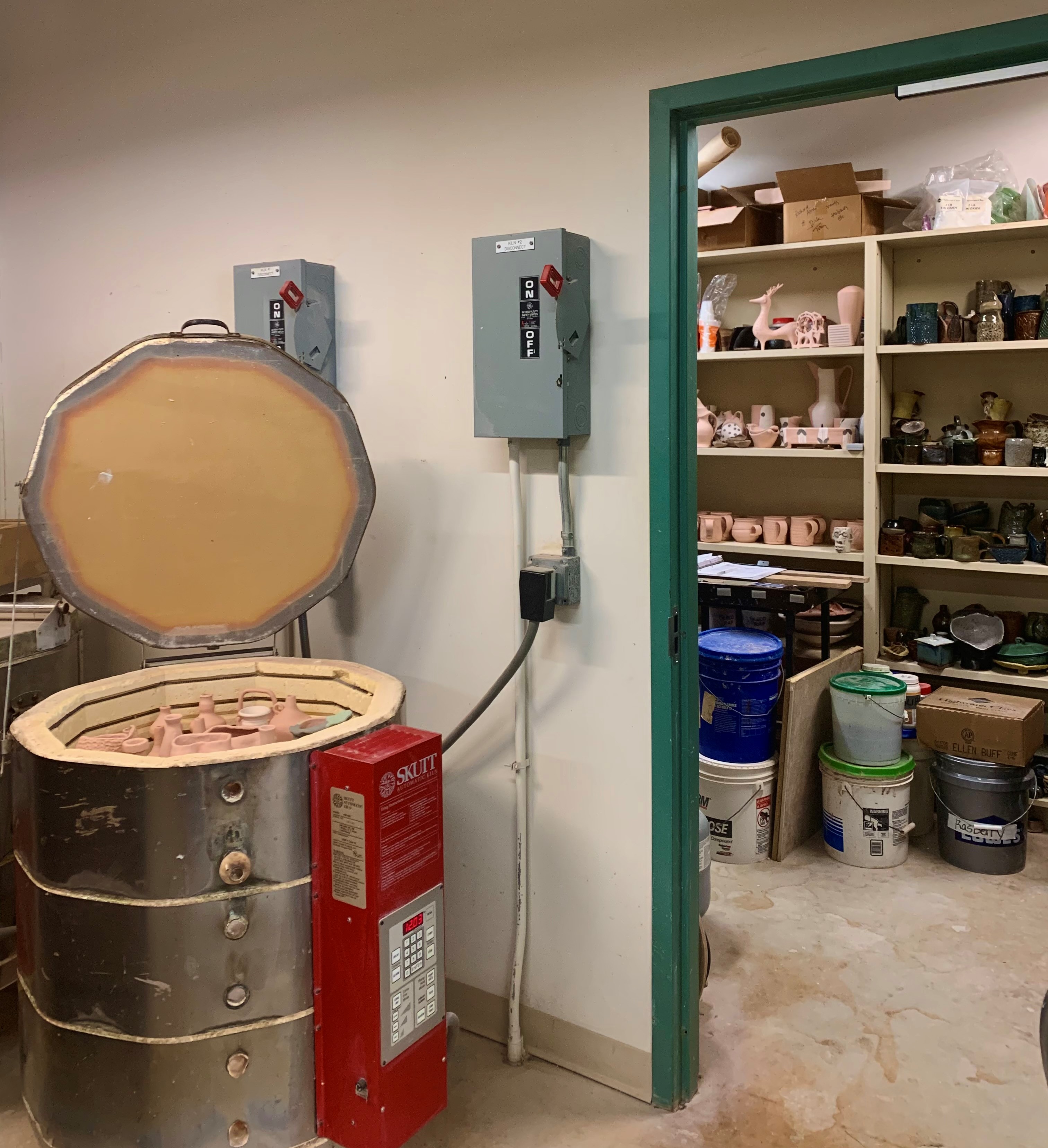 The kiln room in PVCC's ceramics studio