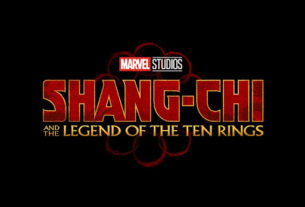 The words "Shang-Chi and The Legend of the Ten Rings" in red over a black background