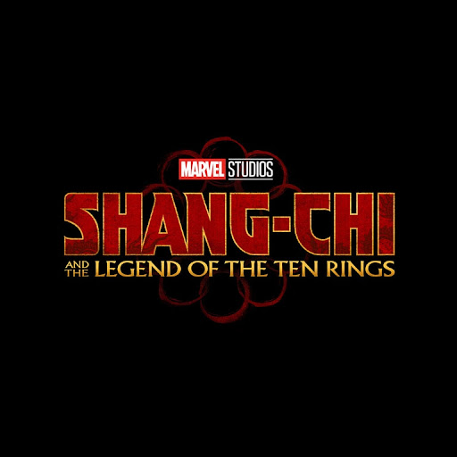 The words "Shang-Chi and The Legend of the Ten Rings" in red over a black background