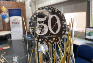 Decorations for PVCC's 50th anniversary party.