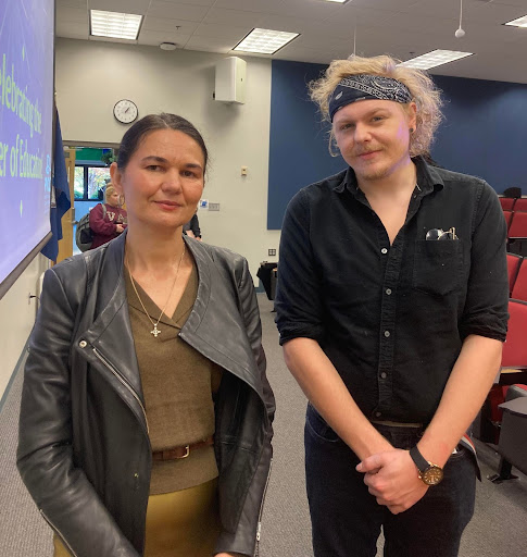 Tatiana Yavorska-Antrobius (left), and student William Hubbard (right).