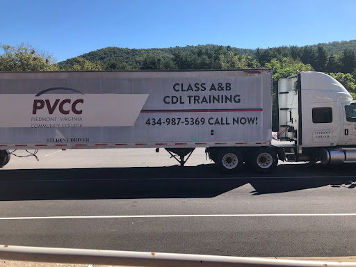 PVCC 18-wheeler advertising CDL classes offered through Workforce Services at PVCC.