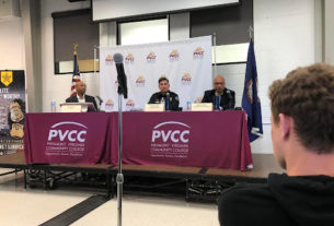 André Luck (left), Jeffrey Anglim (middle), and Darrell Byers (right)- Criminal Justice Careers Panel (PVCC North Mall Meeting Room).