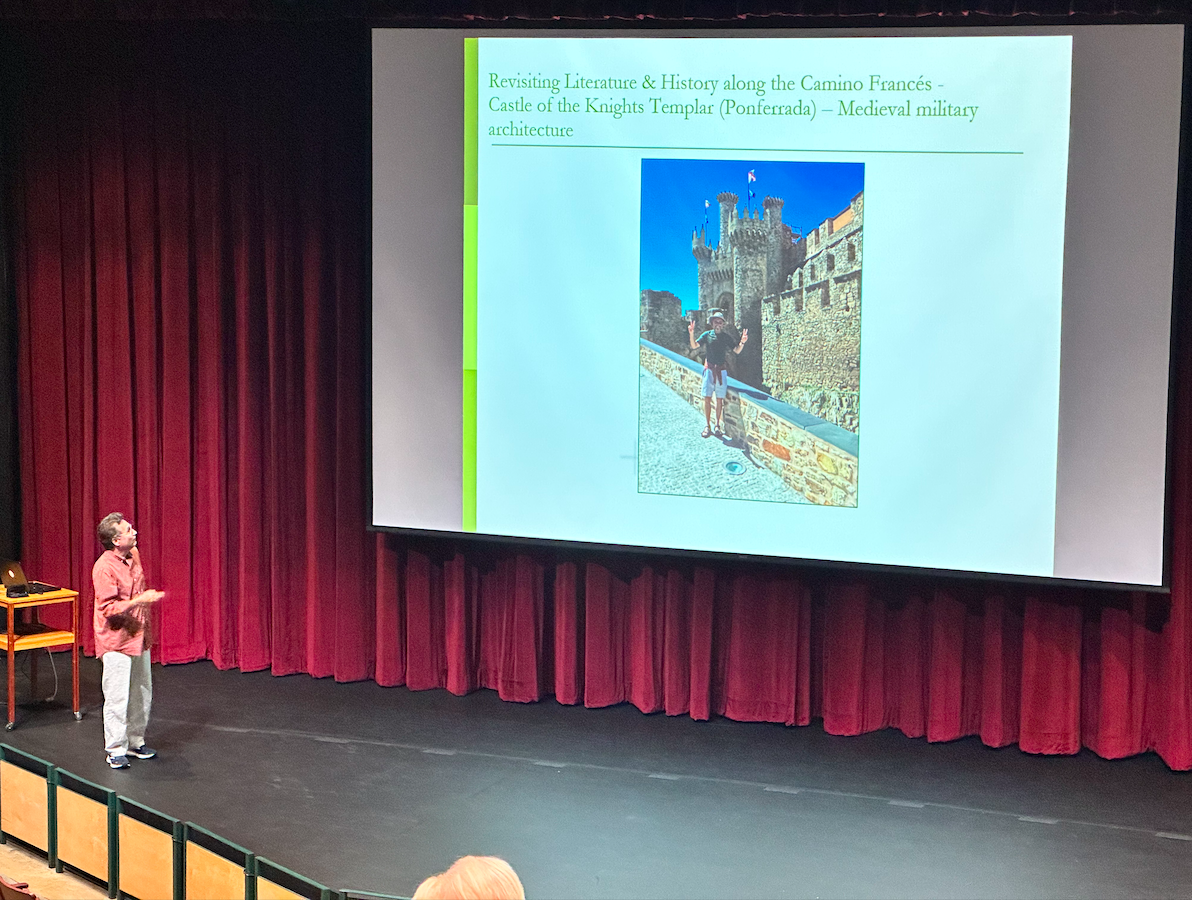 Professor Jorge Grajales-Diaz presenting about El Camino in the Dickinson Theater