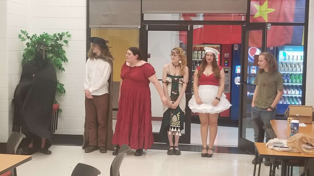 Contestants line up for the D&D club's costume contest