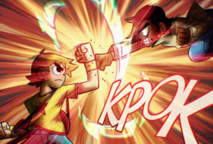 Animated image of Scott Pilgrim fighting Matthew Patel, one of Ramona’s exes.
