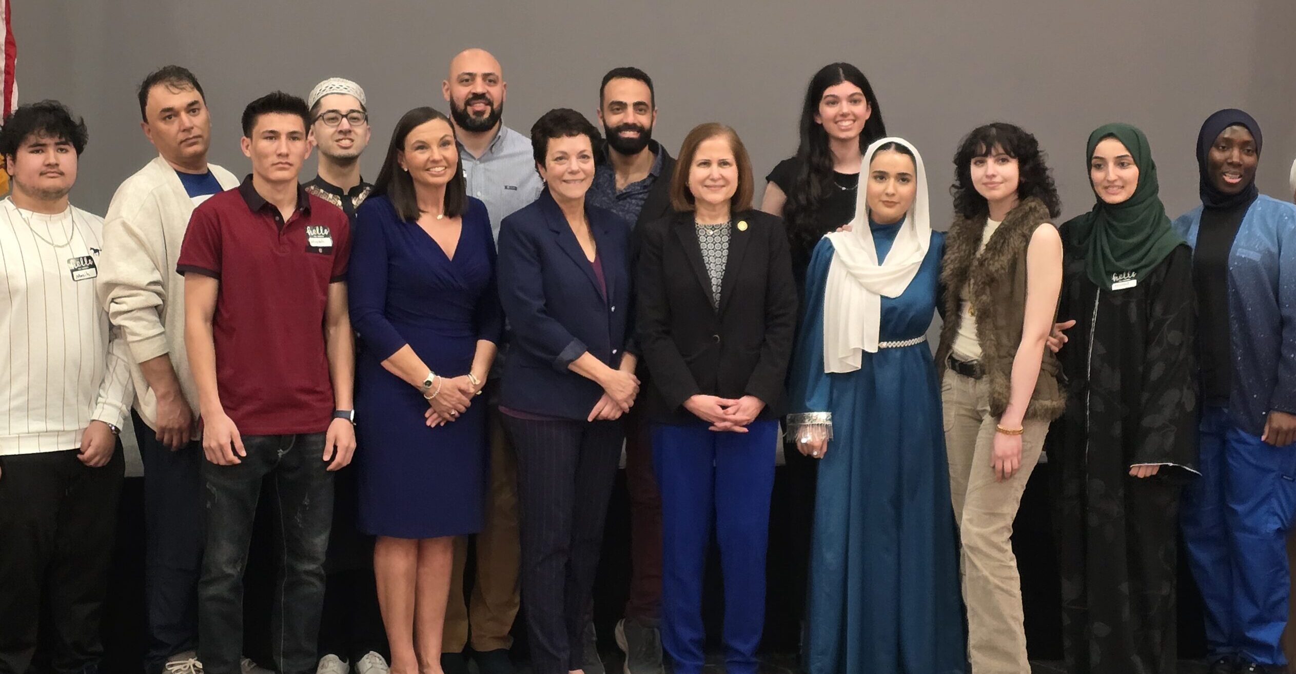 Mary Evelyn Sellars, President Runyon, Lieutenant Governor of Virginia Ghazala Hashmi, and the Muslim Student Alliance.