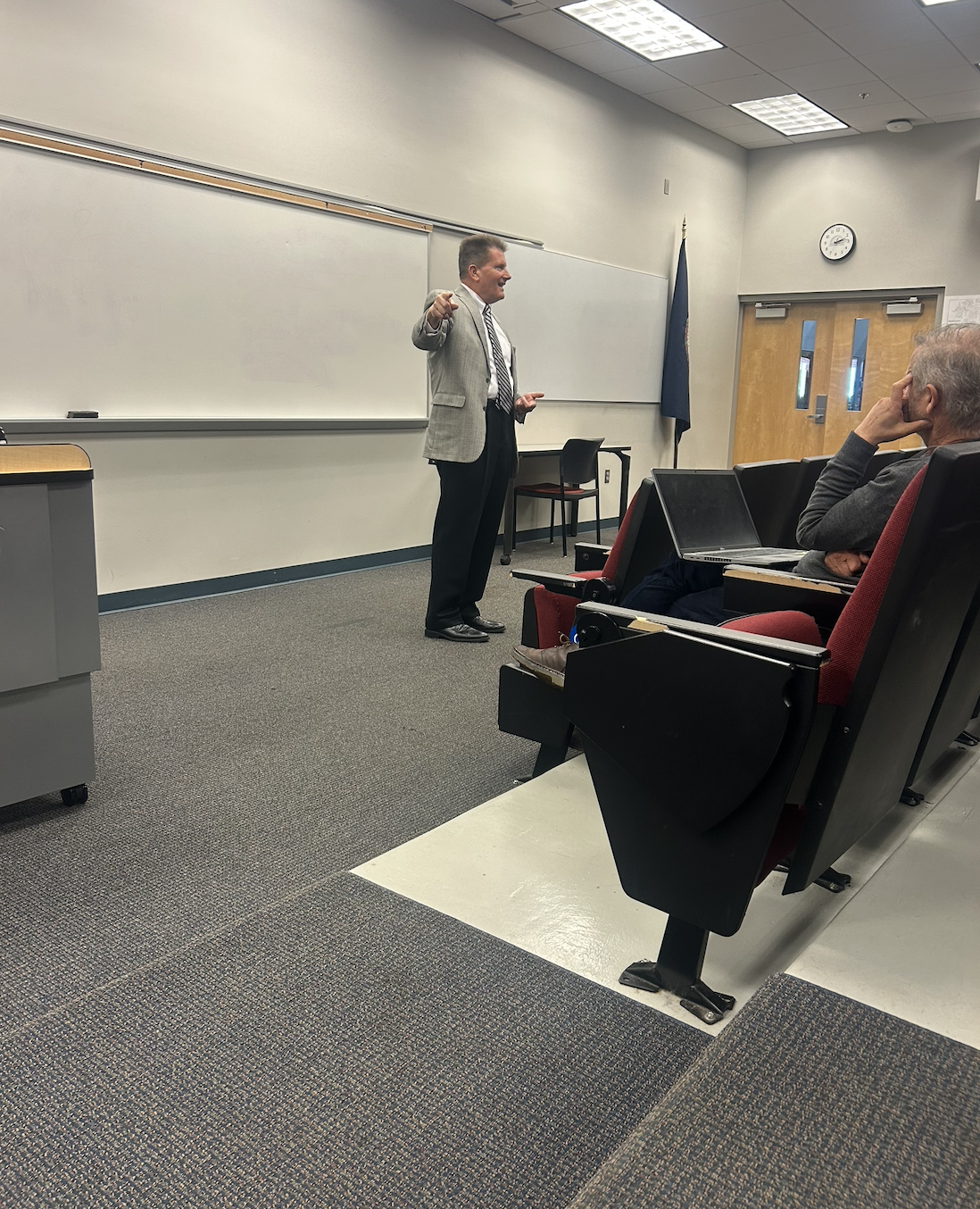 Dr. Sofka delivering his lecture in the auditorium in the main building.