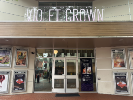 Front view of the exterior of the Violet Crown Cinema